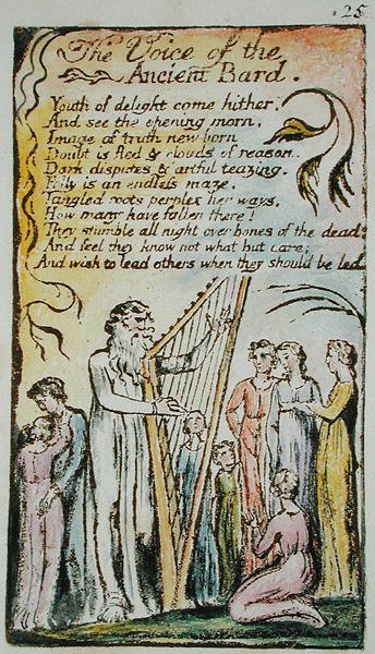 De stem van de oude bard, illustratie uit Songs of Innocence and of Experience (Bentley Copy L) pl.25 (Bentley 54) door William Blake
